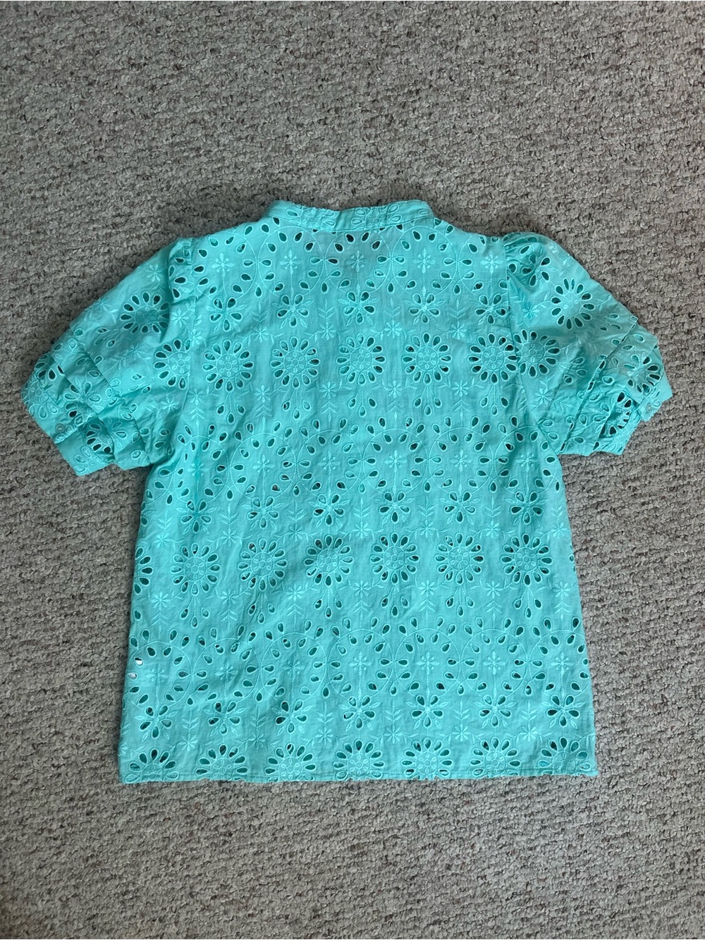 J. Crew Eyelet Blouse Teal Size Medium - Picture 6 of 6
